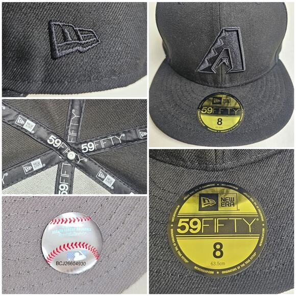 Arizona Diamondbacks Black Hat New Era 59Fifty Baseball Cap Size 8 63.5CM MLB - Picture 6 of 11